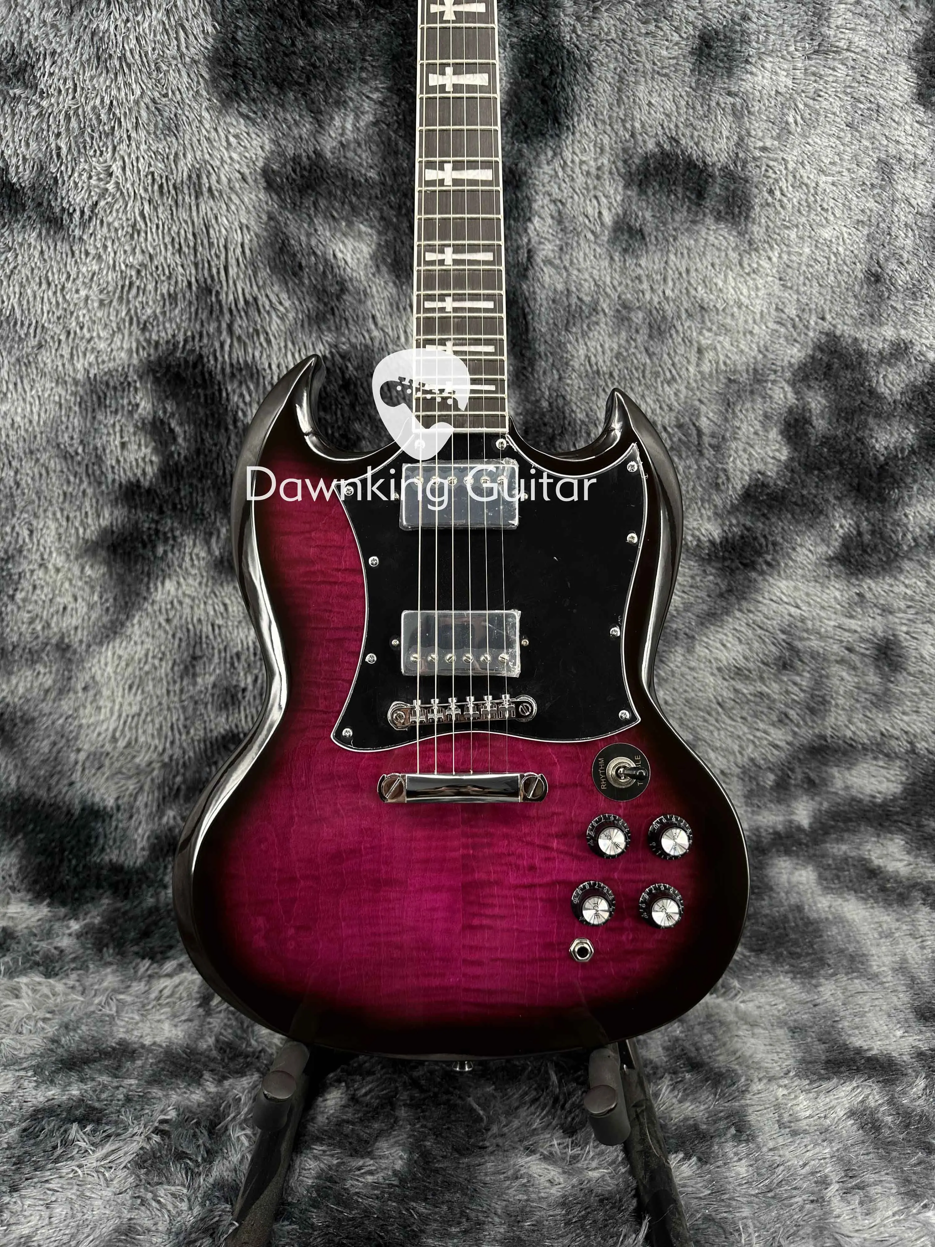 Custom Shop SG Purple Electric Guitar Fixed Bridge Black Fretboard HH Pickup