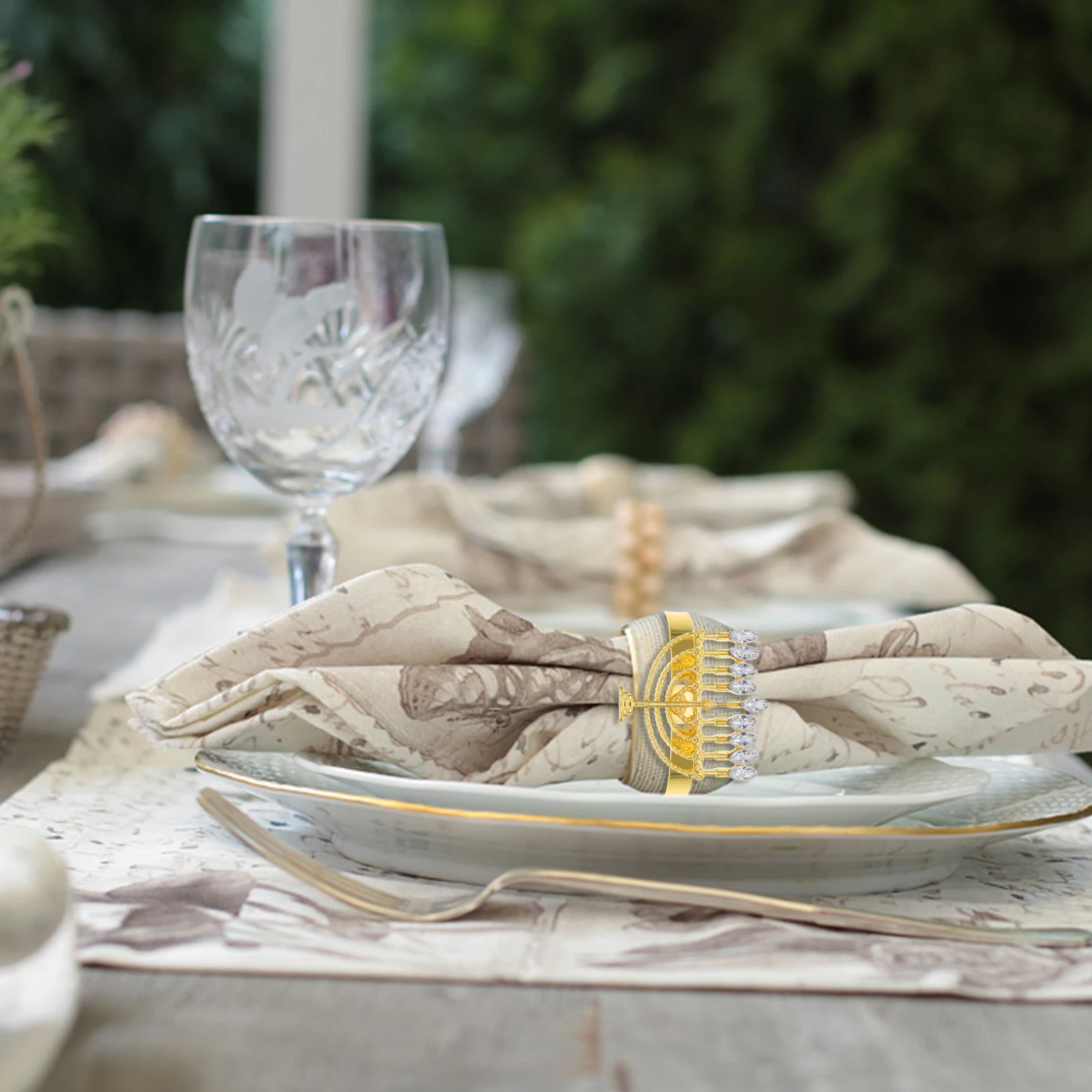 6 قطعة حلقات المناديل سبيكة هانوكا الشمعدان على شكل الجدول اكسسوارات أنيقة منديل مشبك ديكور لمطعم مأدبة الحفلات الجدول