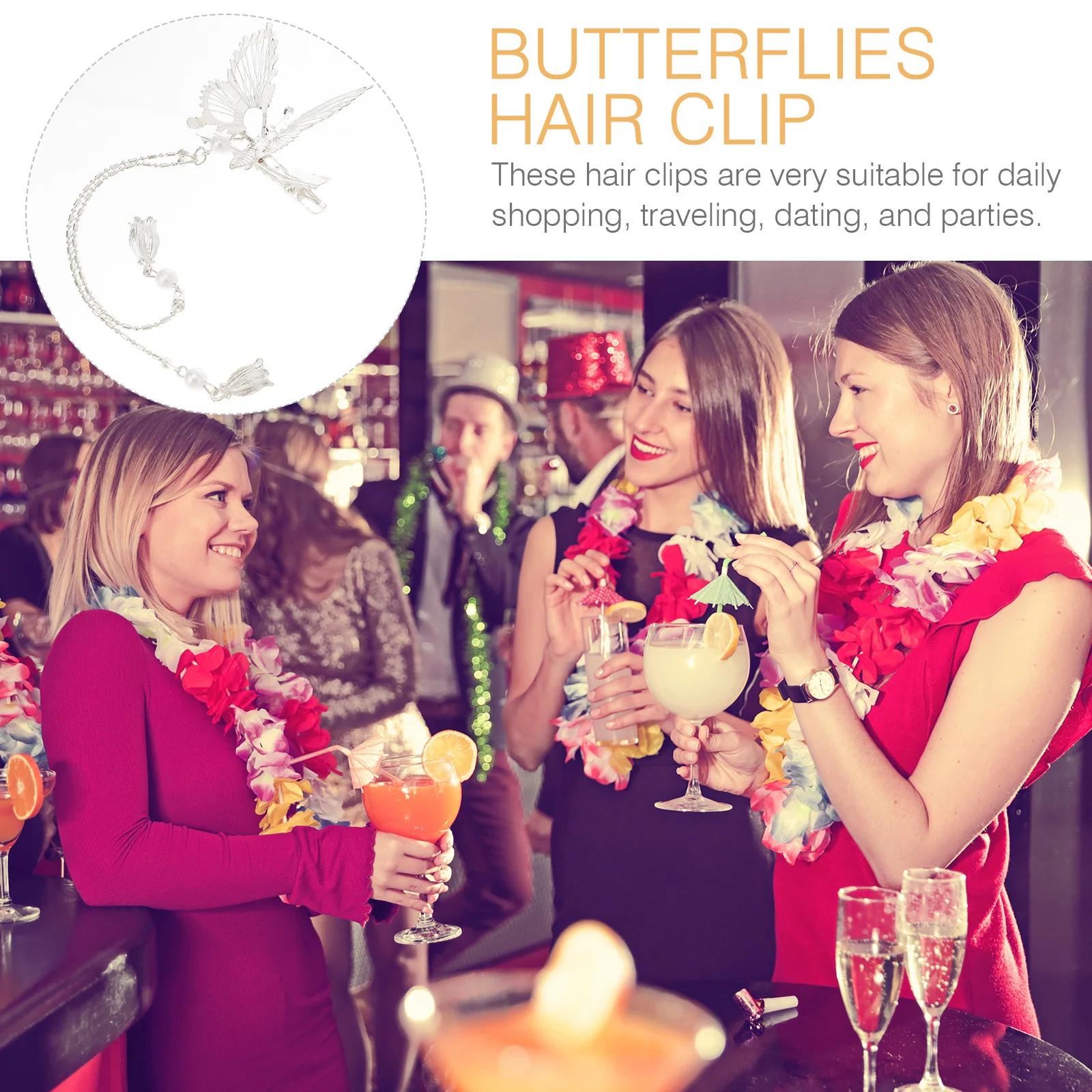 

1 пара заколок для волос с кисточками и бабочками, материал из сплава, хорошая ручка, боковой зажим, заколки, заколка-бабочки, аксессуар для волос