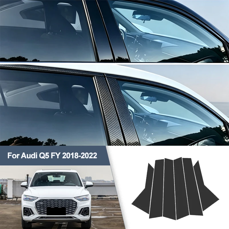 For Audi Q5 FY 2018-2022  B/C Pillar Post Stickers PC Window Middle Pillar Trim Decorative Car Exterior Protect Parts