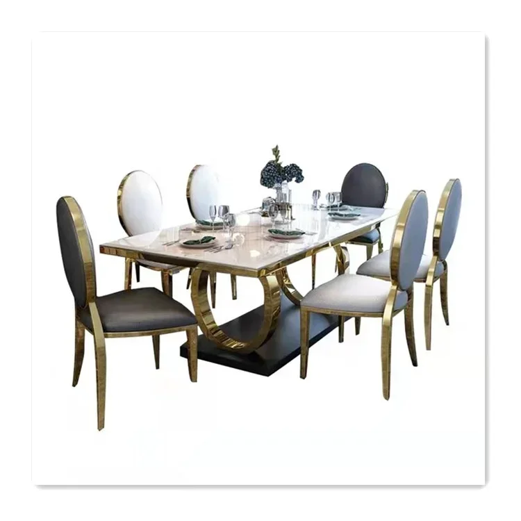 italy design New model high quality dining table  Marble Rock plate strong and firm Combination of dining table and chair