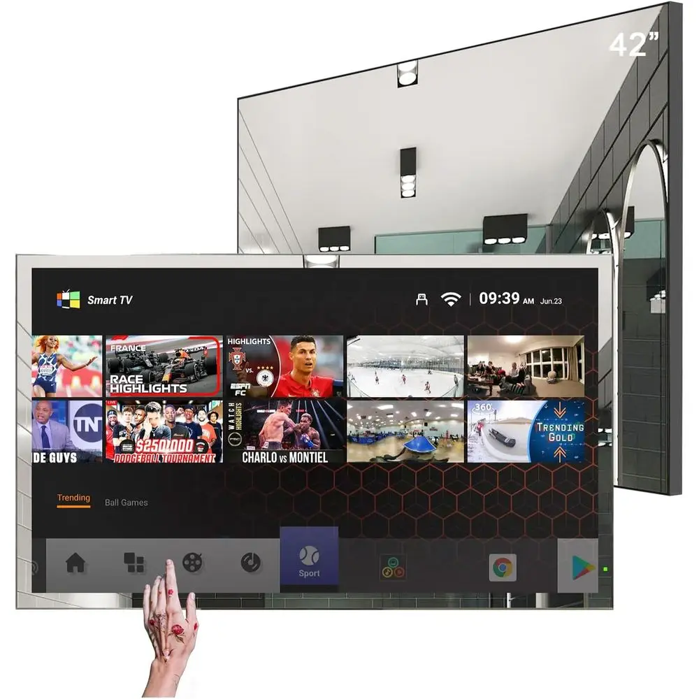 

42 inches 4K Touchsn Smart Mirror Vanishing TV Waterproo IP65 Bathroom Teion Wii Android DTV ATSC Bluetooth Decoration Advertisi