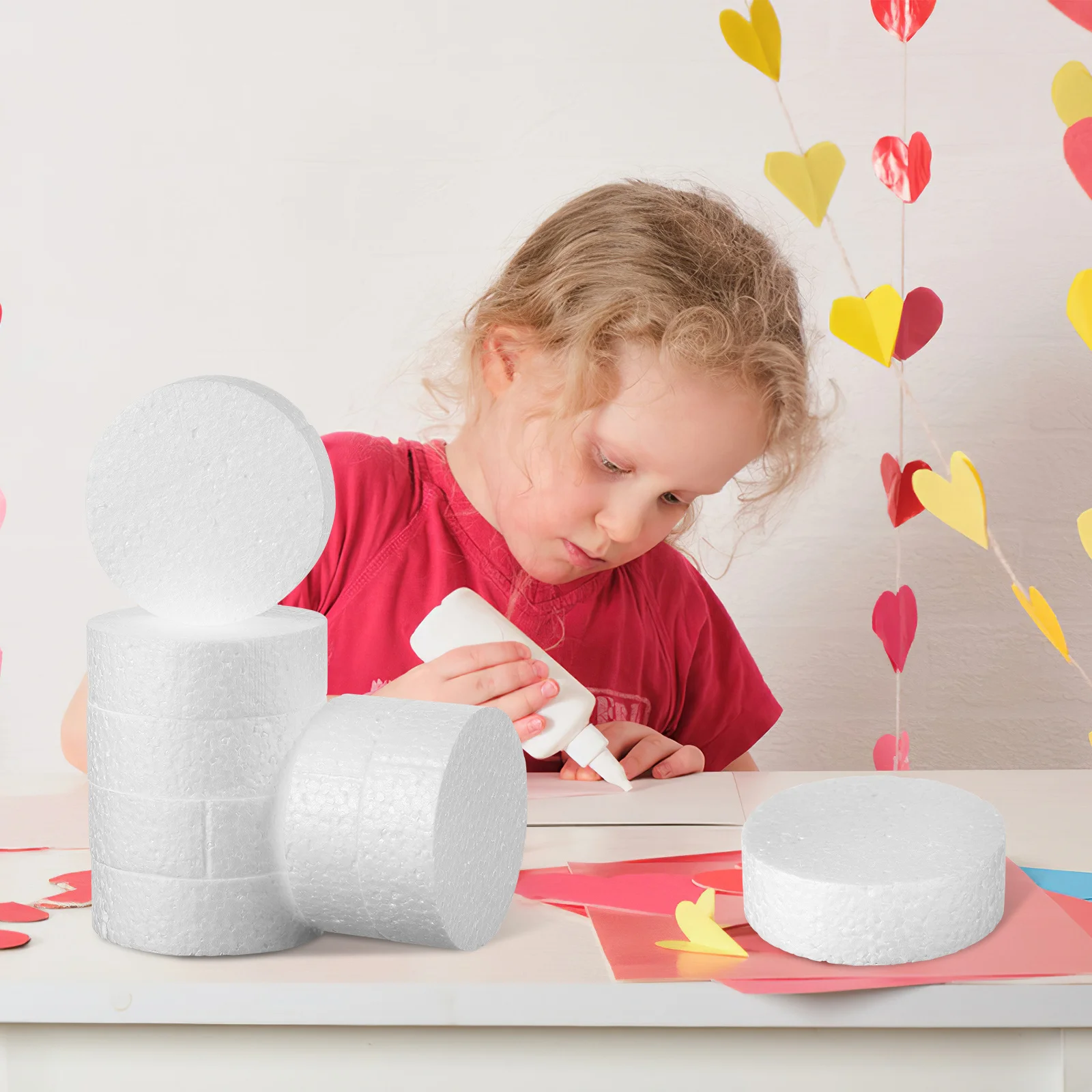 

7 pcs For Crafts Lightweight Foam Discs Strong High-Density Crafting Foam Cylinder Shapes Diy Craft Supplies