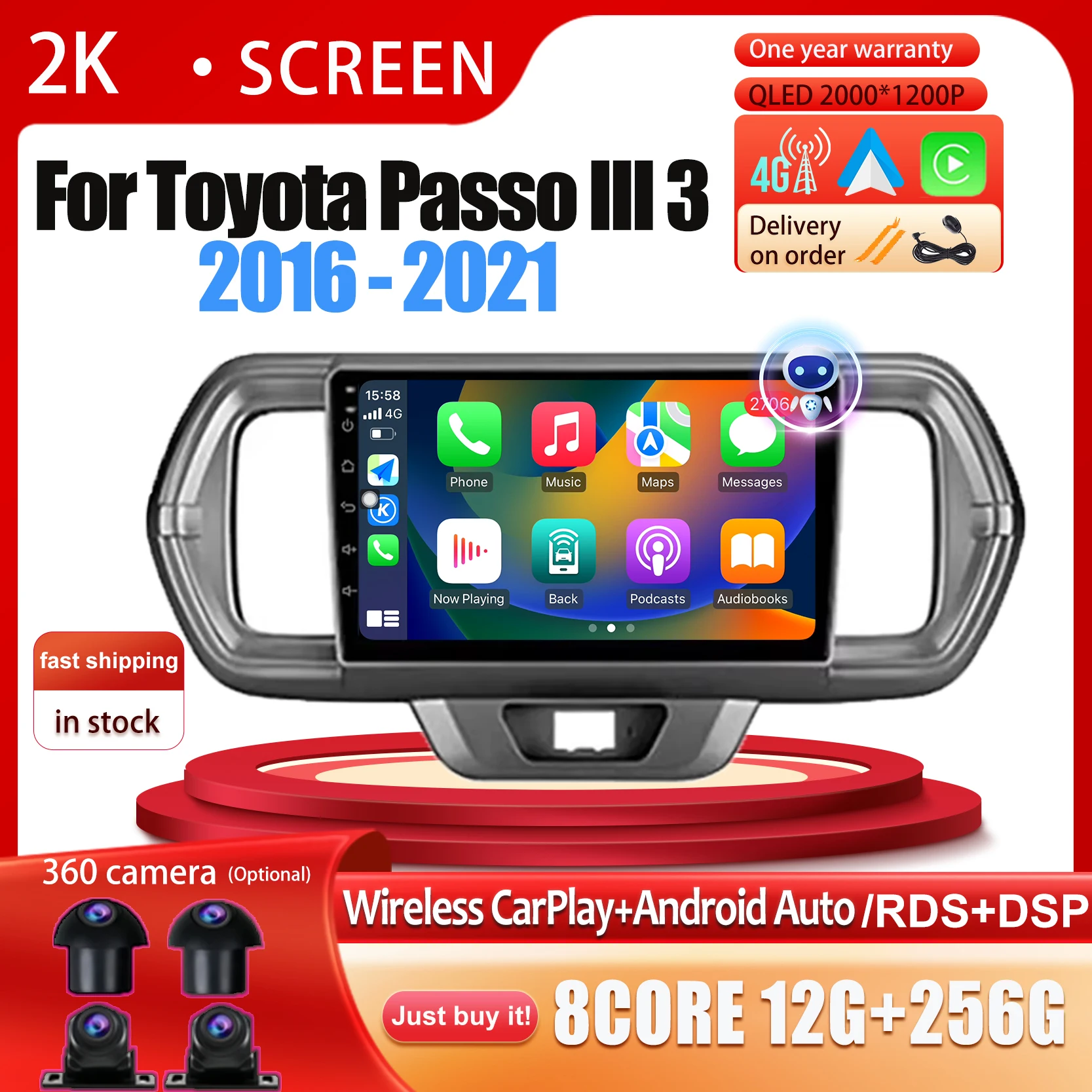 

Carplay Android 14 Car Radio For Toyota Passo III 3 2016 2017 2018 2019 2020 2021 Multimedia Stereo Player WiFi GPS Navigation