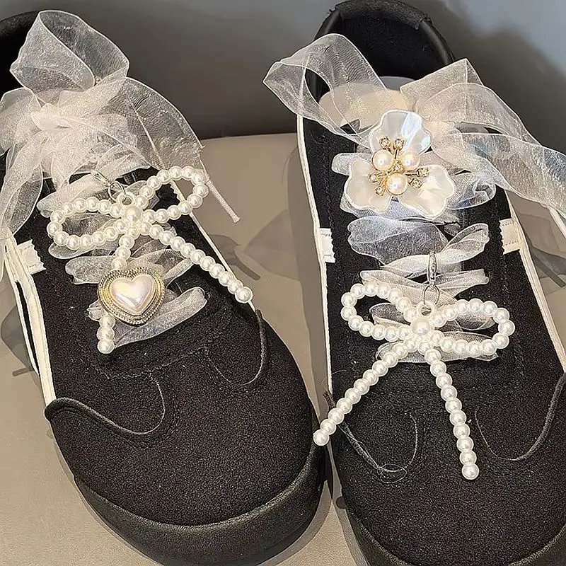 Neue Perle Blume Schuh Dekorationen Charme Dopamin Bunte Perle Schleife Schnürsenkel Charms Set für Turnschuhe DIY Schuhe Zubehör