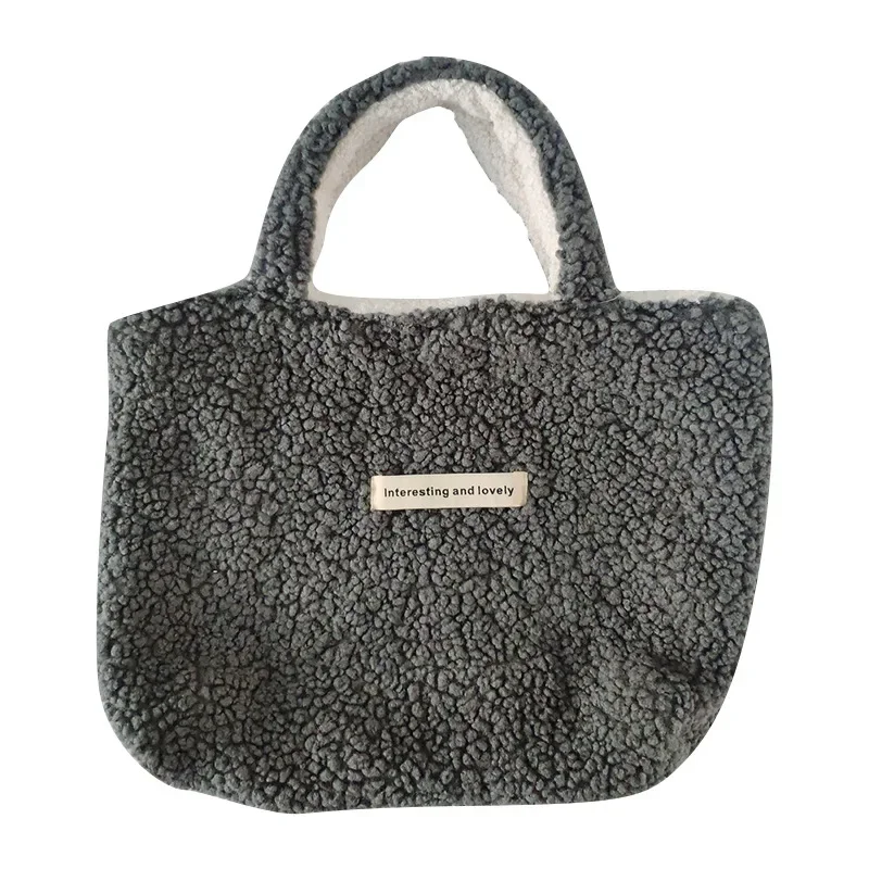 Faux Lamb Wool Women\'s Handbags Soft Plush Ladies Large Casual Tote Bag Winter Fashion Female Furry Shoulder Shopping Bags