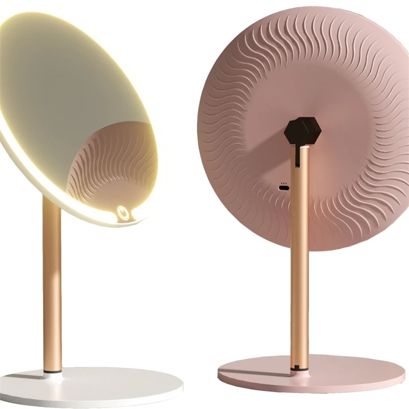 مرآة مكياج مضاءة بإضاءة LED من النوع C، منفذ شحن بزاوية قابلة للتعديل، أنيق وبسيط، هدية للحمام في غرفة نوم المراهقين