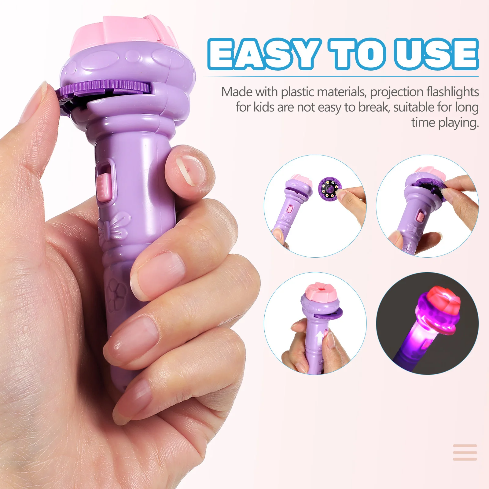 4 قطع من مشاعل الإسقاط للأطفال، جهاز عرض تفاعلي محمول لقصص ما قبل النوم، مصباح يدوي للإسقاط للأطفال #2