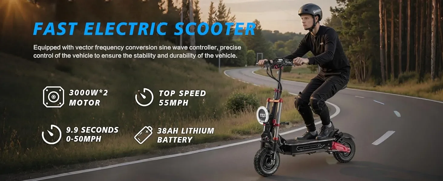 US EU Stock BOYUEDA Scooter S5 with NFC Big Screen APP 60V 6000W Electric Scooter