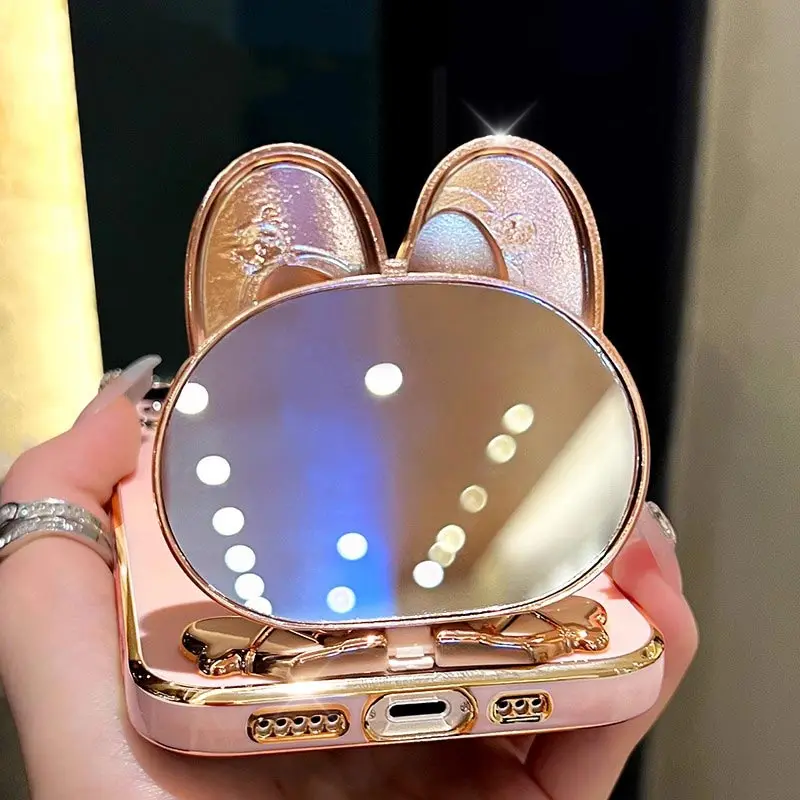 A3 Music Rabbit Holder Plating Phone Case For Xiaomi Redmi A3 Shatterproof Camera Protection Redmi A3 Thin Soft Back Cover