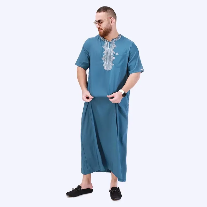 Jubba Thobe For Man Islamic Muslim Clothing Fashion Moroccan Saudi Arabic Dubai Oman Embroidery  Long Plus Size Casual Kaftan