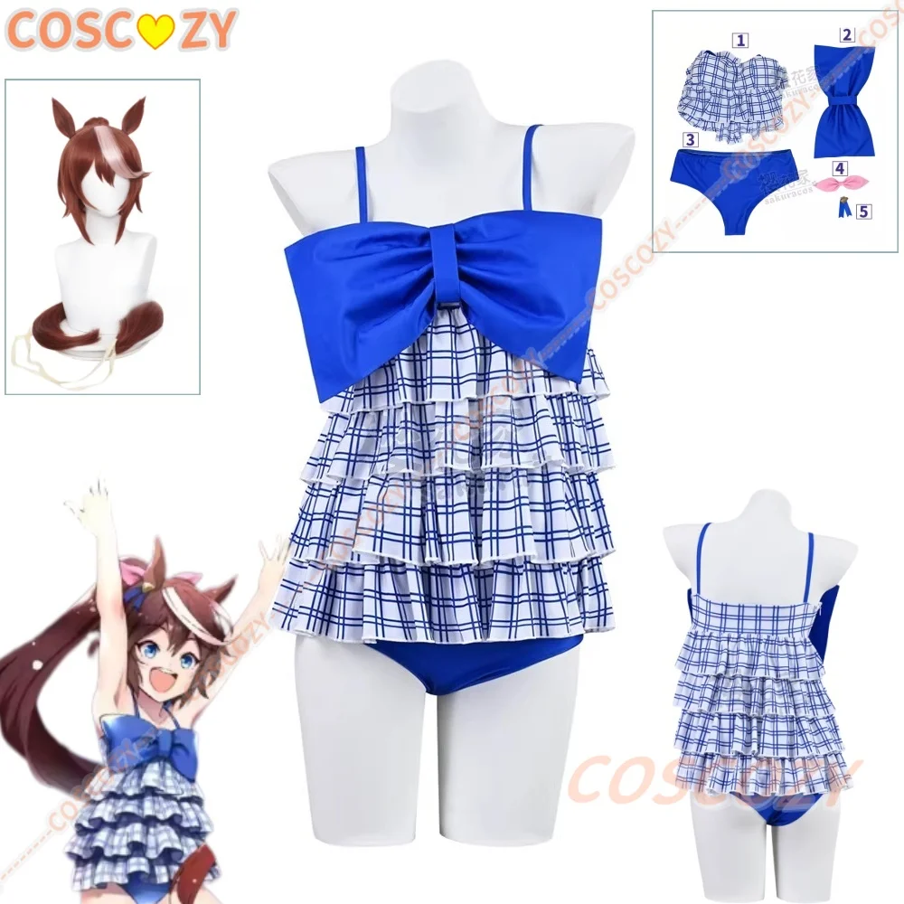 

Umamusume Tokai Teio Cosplay Costume Wig Pretty Derby Tōkai Teiō Cosplay Swimwear Outfit Bathing Suit Tail For Hallowmas Party