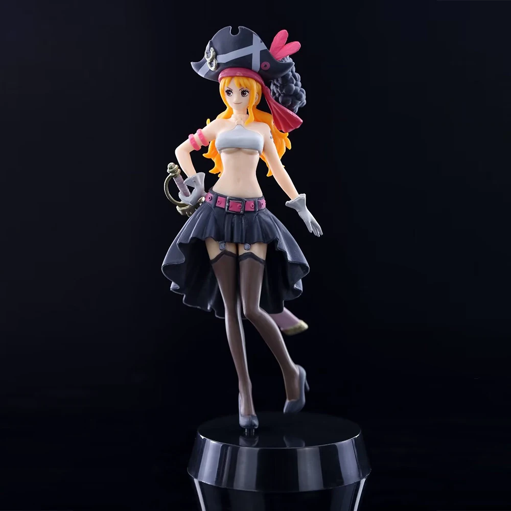 **！！*-19.5CM Anime One Piece Nami Black Clothes Action Figure ONE PIECE FILM RED Dress Up Figure PVC Collectible Model Toy Gift