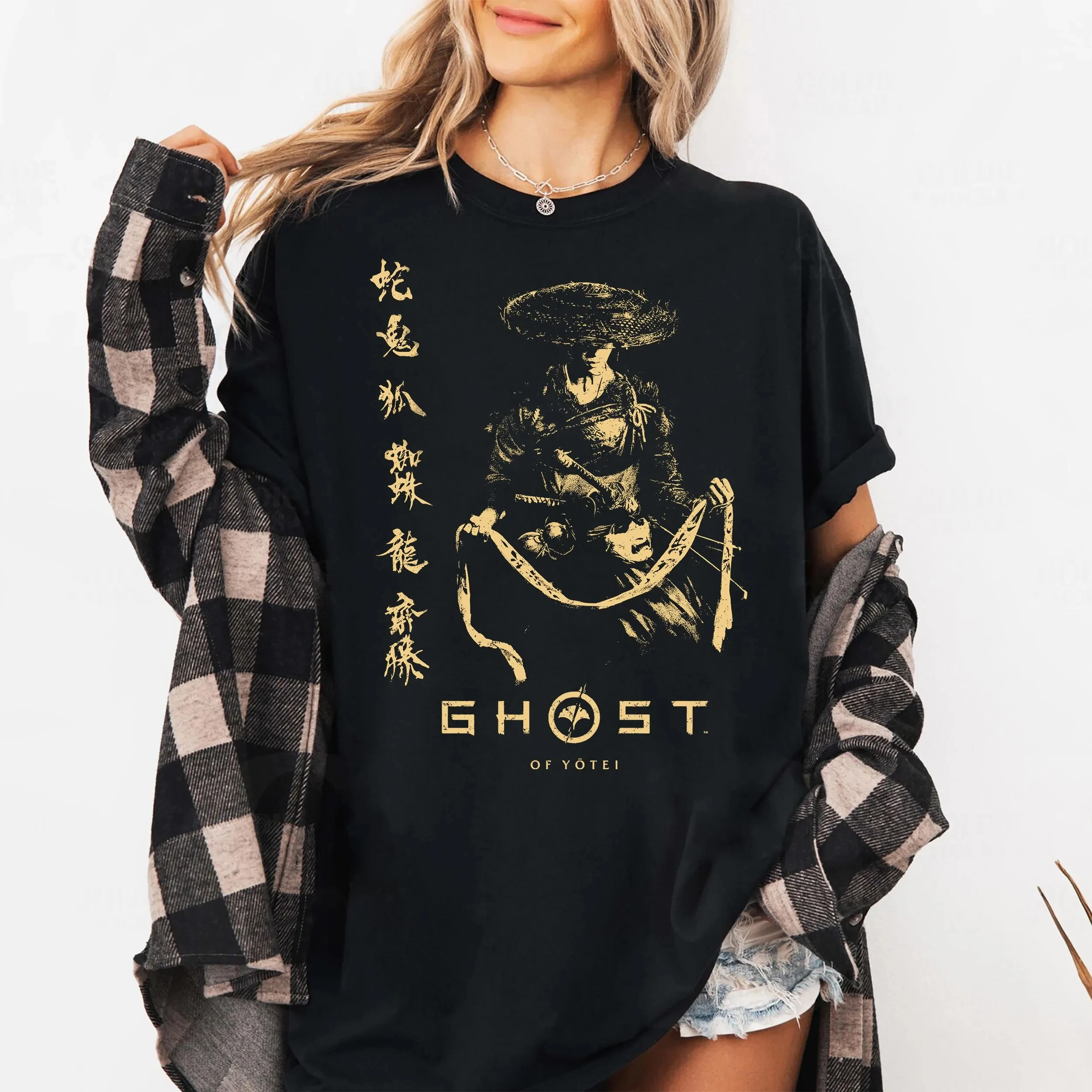 

Plus Size Summer Women's Vintage Ghost of Yotei T- Shirt Cotton Breathable Stylish Versatile Street Style Oversized