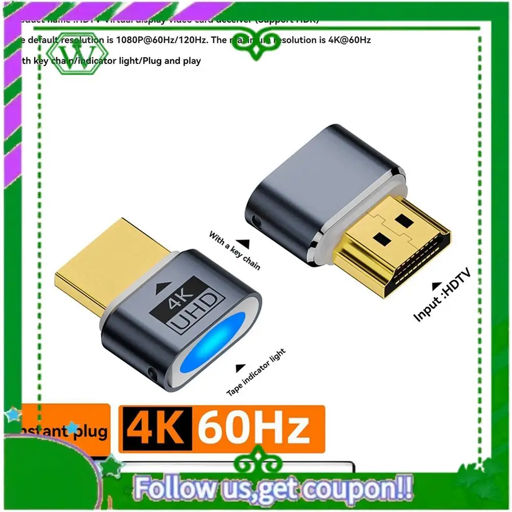 ABIK-Virtual HDTV 4K Display Headless Display Adapter Supports 1080P@60Hz/120Hz Maximum Resolution 4K@60Hz