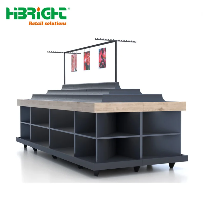 custom.Modern Factory Price Commercial Fruit Vegetable Produce Stand Display Table Supermarket