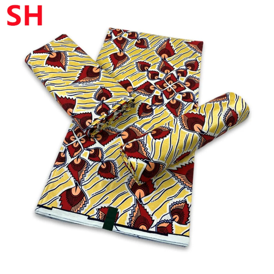 2024 New Design 100% Cotton Top Quality Golden Supe-V Wax African Fabric For Wedding Dress Making Craft Loincloth Y4