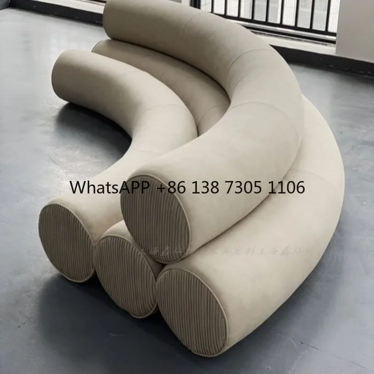

Nordic light luxury living room cylindrical special-shaped hotel studio club fabric multi-person leisure sofa