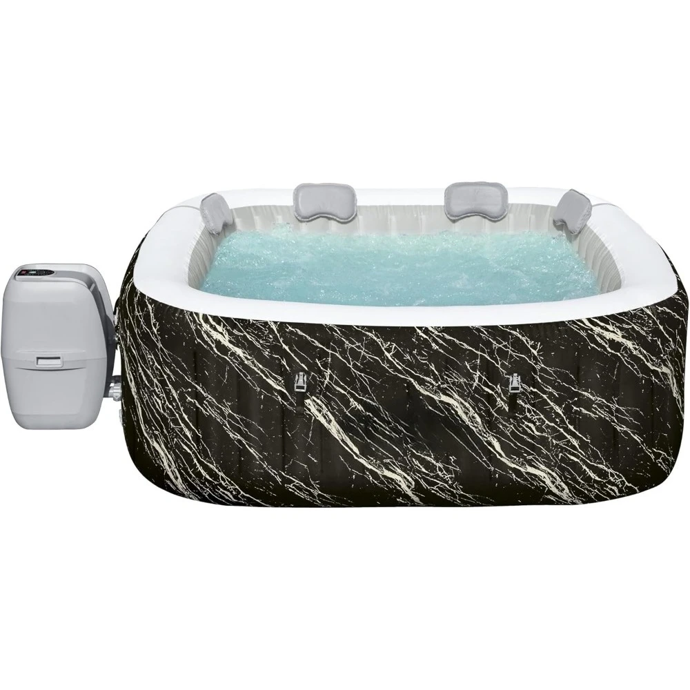

Luxe AirJet Inflatable Hot Tub Spa | Fits Up to 6 Persons | Marble Square 71" x 71" x 26", Outdoor Hot Tubs