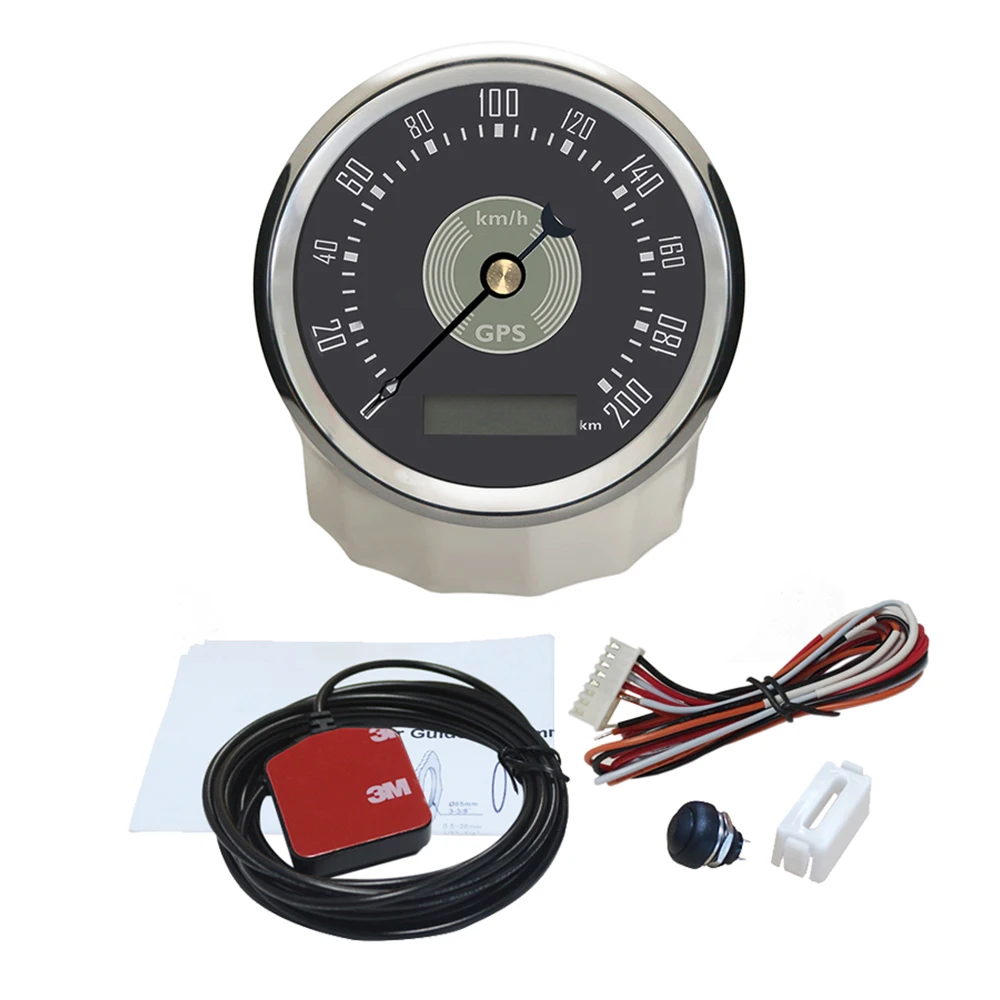 

ELING 85mm GPS Speedometer 0-160km/h 0-220MPH Total Mileage Adjustable with Red Yellow Backlight for Car Yacht Universal 9-32V