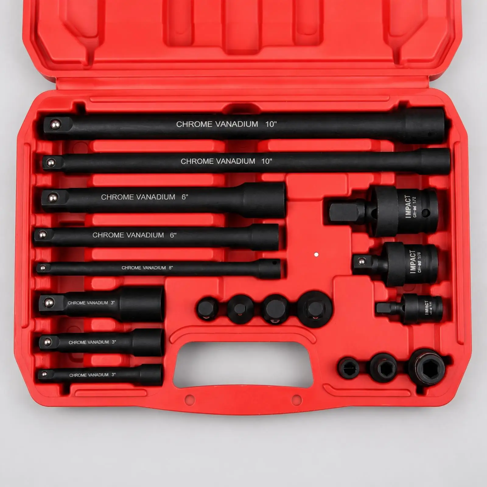 Impact Wrench Kit 18 Piece Extension Rods with Universal Joint Adapter and Storage Case for Automotive Garage Tool Kit Mechanic view 2