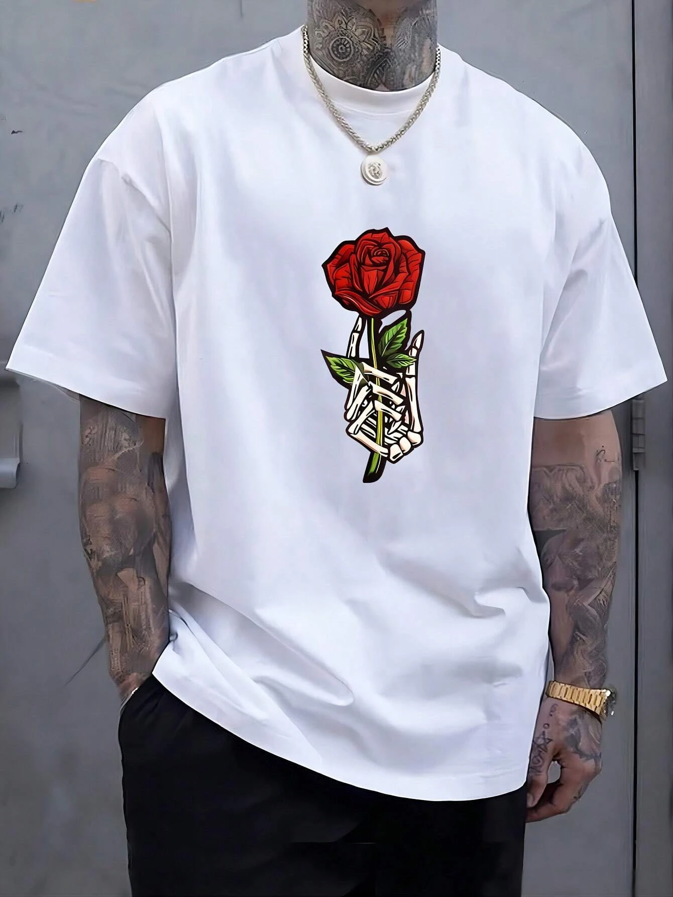 تي شيرت رجالي مطبوع عليه رسومات وردية تي شيرت رجالي جديد برقبة دائرية وأكمام قصيرة موضة للجنسين ملابس شارع هاراجوكو قطنية قابلة للتنفس