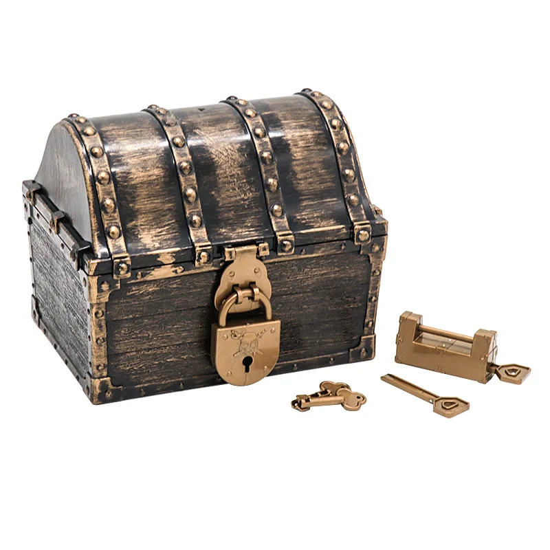 Funny Pirate Treasure Chest Antique-Style Large Plastic Pirate Treasure Chest Children's Treasure Hunt Toy Box Kids Party Props