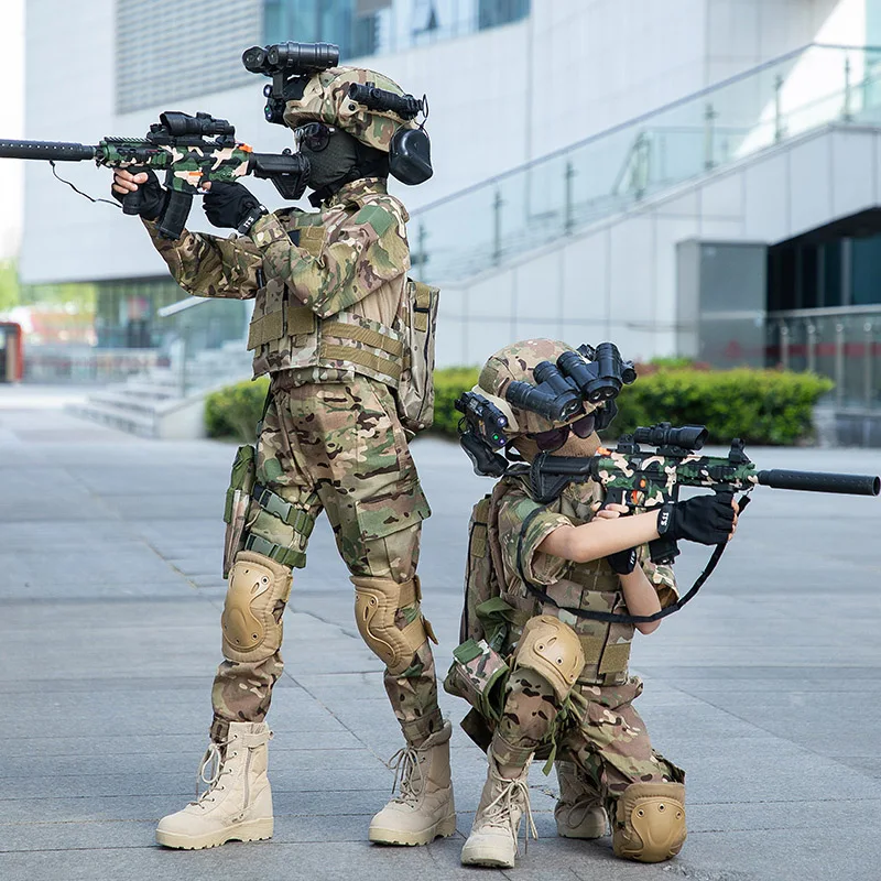Crianças militar tático g3 camuflagem camisa uniforme conjunto trajes de soldado para crianças camuflagem calças superiores terno para meninos meninas