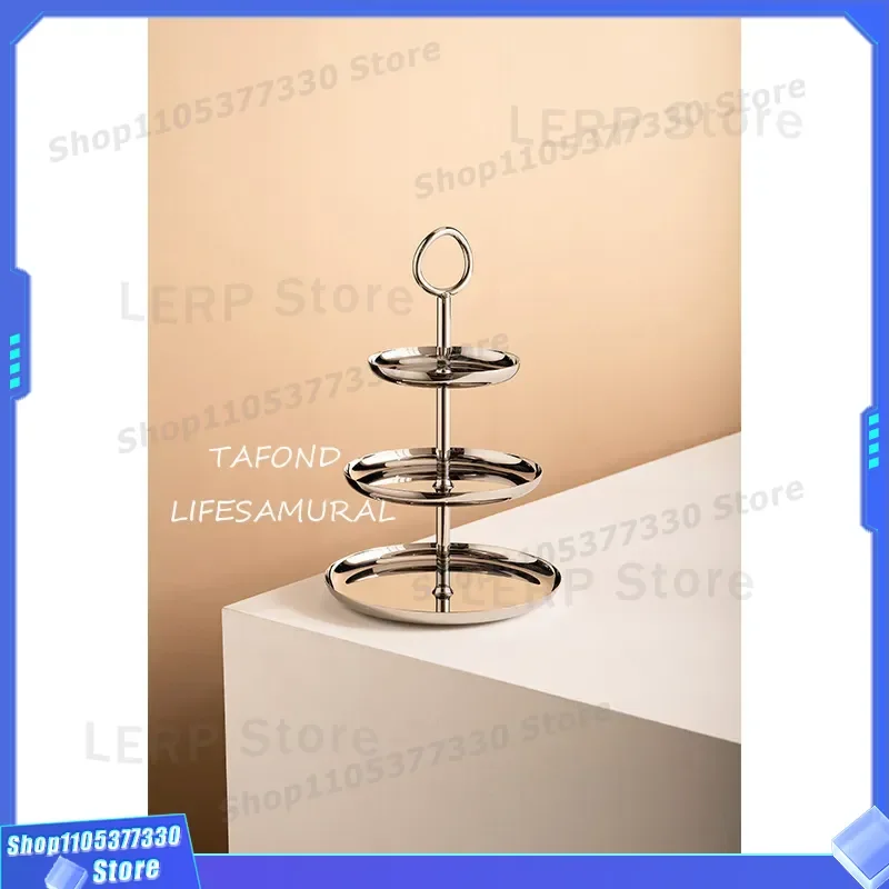 Luxury Stainless Steel 3 Tier Cake Stand European Style Snack Tray for Candy Fruit Plate Household Dessert Holder Room Decor