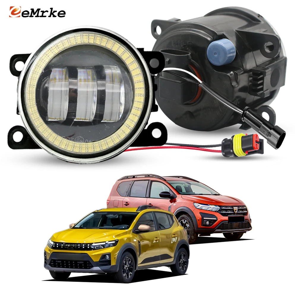 

Противотуманные фары OEM-стиля (галогенные или светодиодные) для Dacia Jogger 2021-2026 с линзой и функцией Angel Eye, автоматические ДХО (PTF)