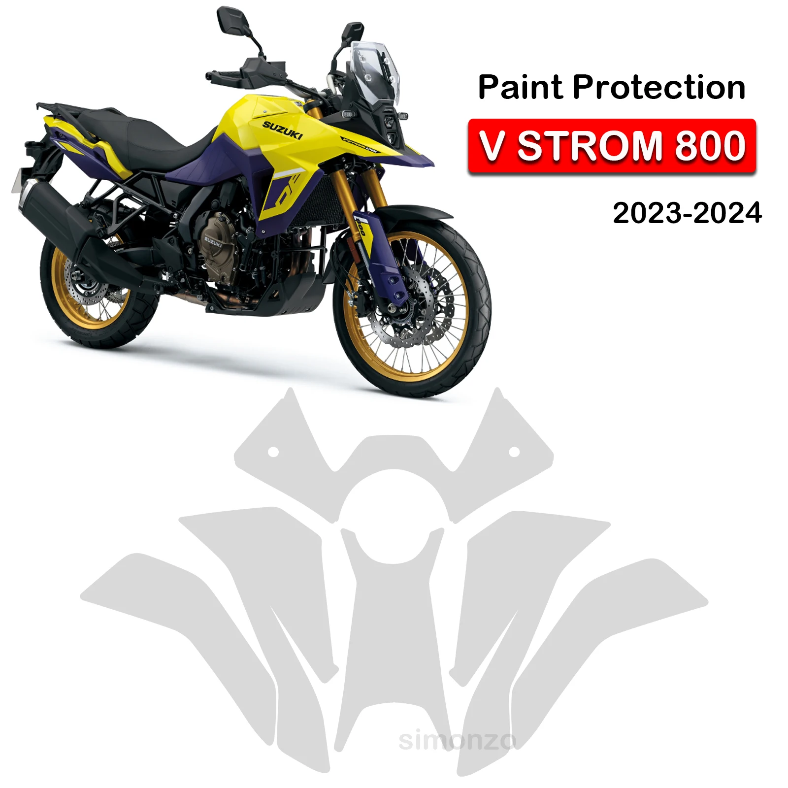 

DL 800 DE TPU PPF для SUZUKI V STROM 800, защита от краски для мотоцикла, защита обтекателя, пленка против царапин, V-STROM 800 2023-2024