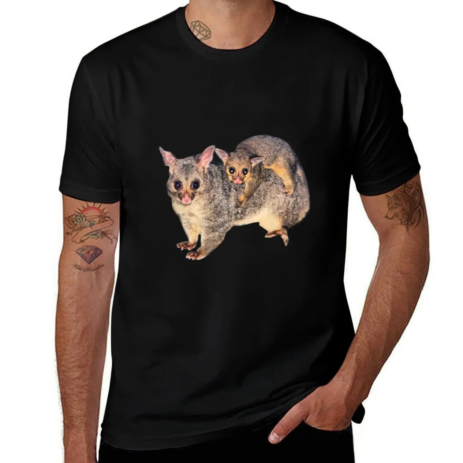 

Australian Brushtail Possum and Joey T-Shirt t shirt for man 100 percent cotton t shirt custom print T-Shirt