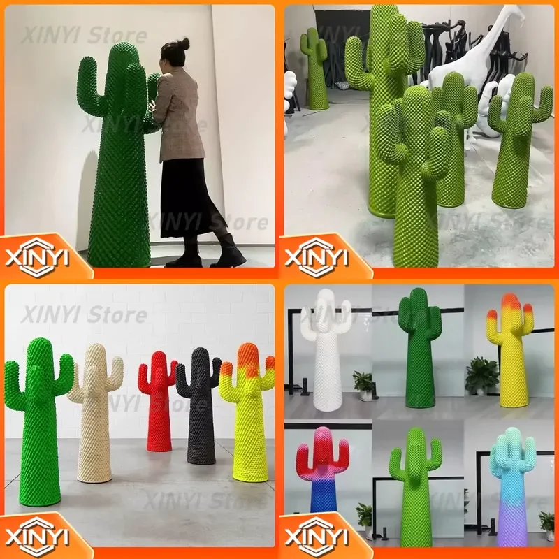 for Custom Made Outdoor Modern Design Italy Fashion Shopping Mall Decoration Fiberglass Cactus Sculpture Candelabra Tree