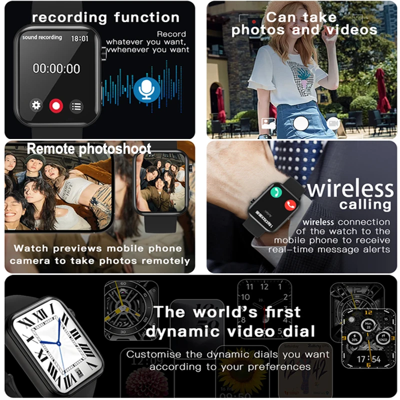 Neue Kamera Smart Uhr Männer Frauen Fotos Aufzeichnen Video Fotoalbum Aufnahme HD BT Anruf Sport Gesunde Wasserdicht Für Android iOS
