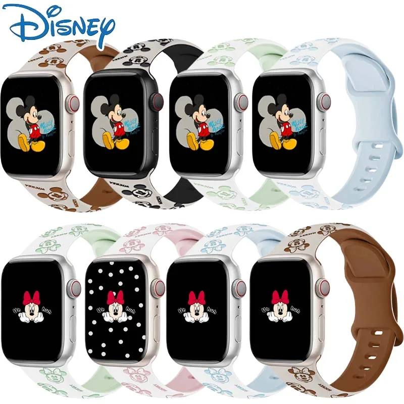 

Disney Mickey Mouse Silicone Band for Watch Strap 49mm 44mm 45mm 40mm 41mm 42-38mm 45mm Sport Bracelet Iwatch Series 8 7 6 5 4 3