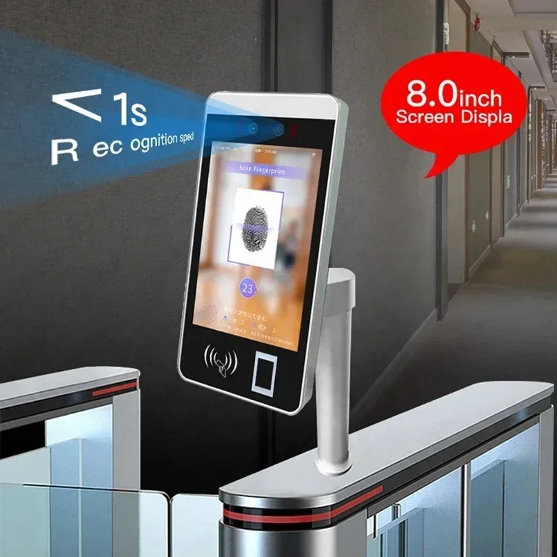 1080P Hd Devices 8inch Touch Screen Biometric Access Control Dynamic Face Recognition Device Security Door For Apartment Villa