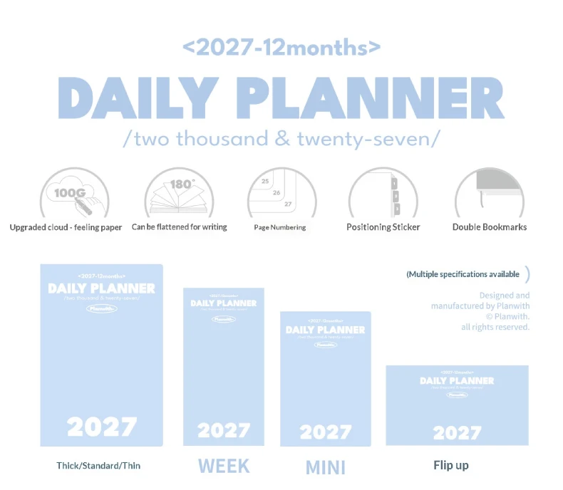 2027 Planwith A6 Kompakter Tagesplaner mit Jahresübersicht & Zielerfassungsseiten, Mini-Taschen-Notizbuch, Ästhetisches Schreibwaren-Journal – Detail 2