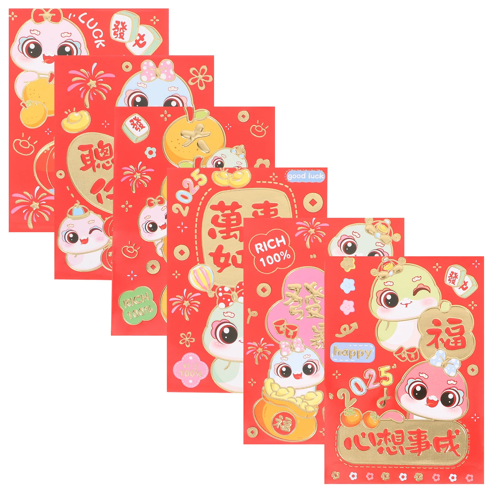 

60Pcs Chinese Red Envelopes Traditional Design Paper Money Envelopes Bright Colored Lunar New Year Red Packets for Festival