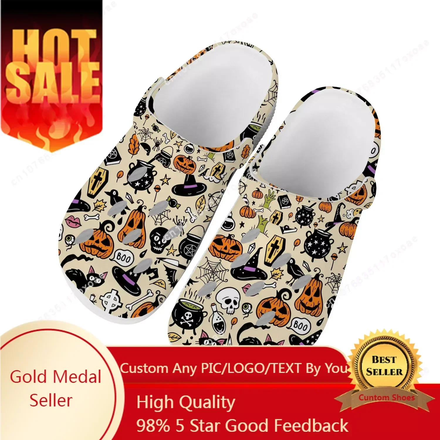 

Halloween Gift Home Clog Mens Women Youth Boy Girl Sandals Spooky Lantern Pumpkin Shoes Garden Custom Shoe Beach Hole Slippers