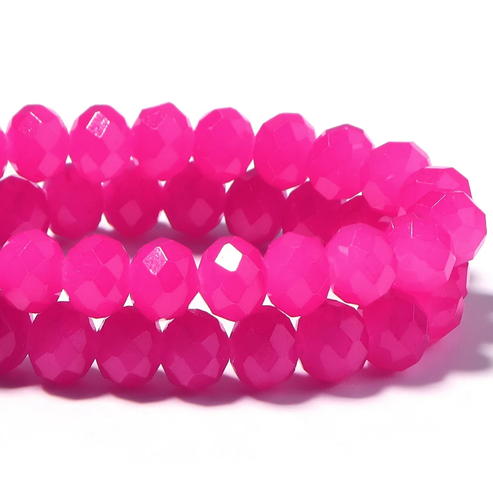 4 6 8mm Faceted Crystal Beads Hot Pink Rondelle Glass Loose Spacer Beads For Jewelry Making DIY Bracelet Necklace Accessories image 6