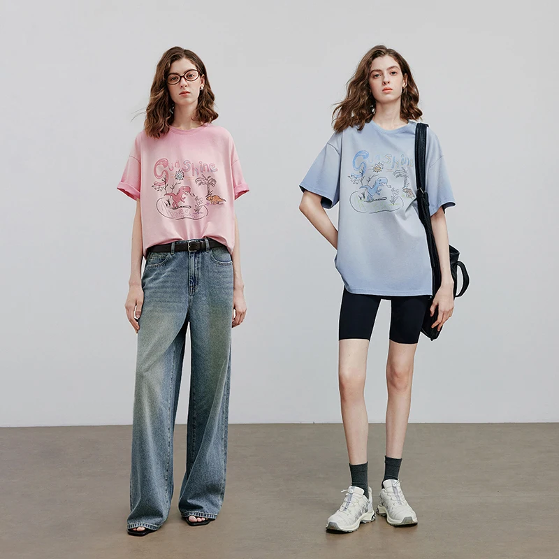 TOYOUTH Damska koszulka z krótkim rękawem 2025 Letnie nowe topy casualowe 8521042