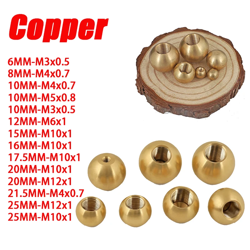 Thread Copper Balls M3 M4 M5 M6 M8 M10 M12 Blind Hole Pure Copper Ball OD 6MM-25MM Half-Hole Nut