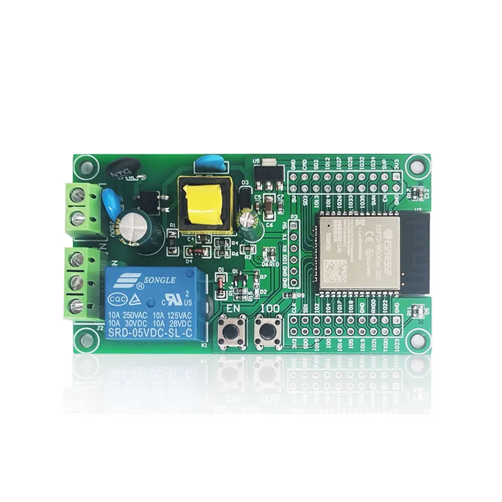

AC 90-250V ESP32 Wifi Relay Board Single Relay Module Development Board I/O Port UART Program Download Port 4M Byte Flash Module