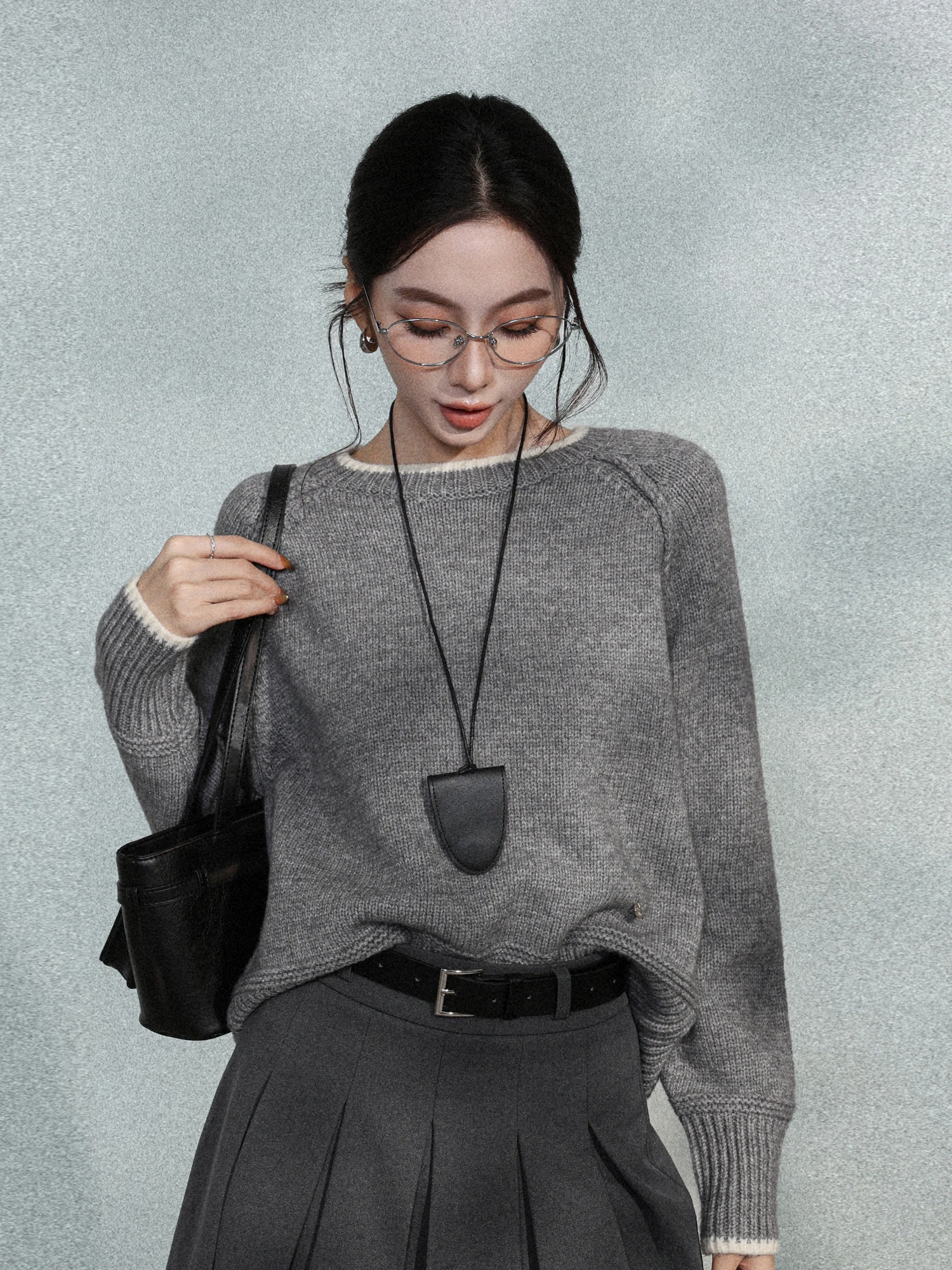 

ay Knitted Sweater Women's oulder Insert round Ne Loose Fit Inner Wear Autumn Winter ort TopMUZI Commute Sle