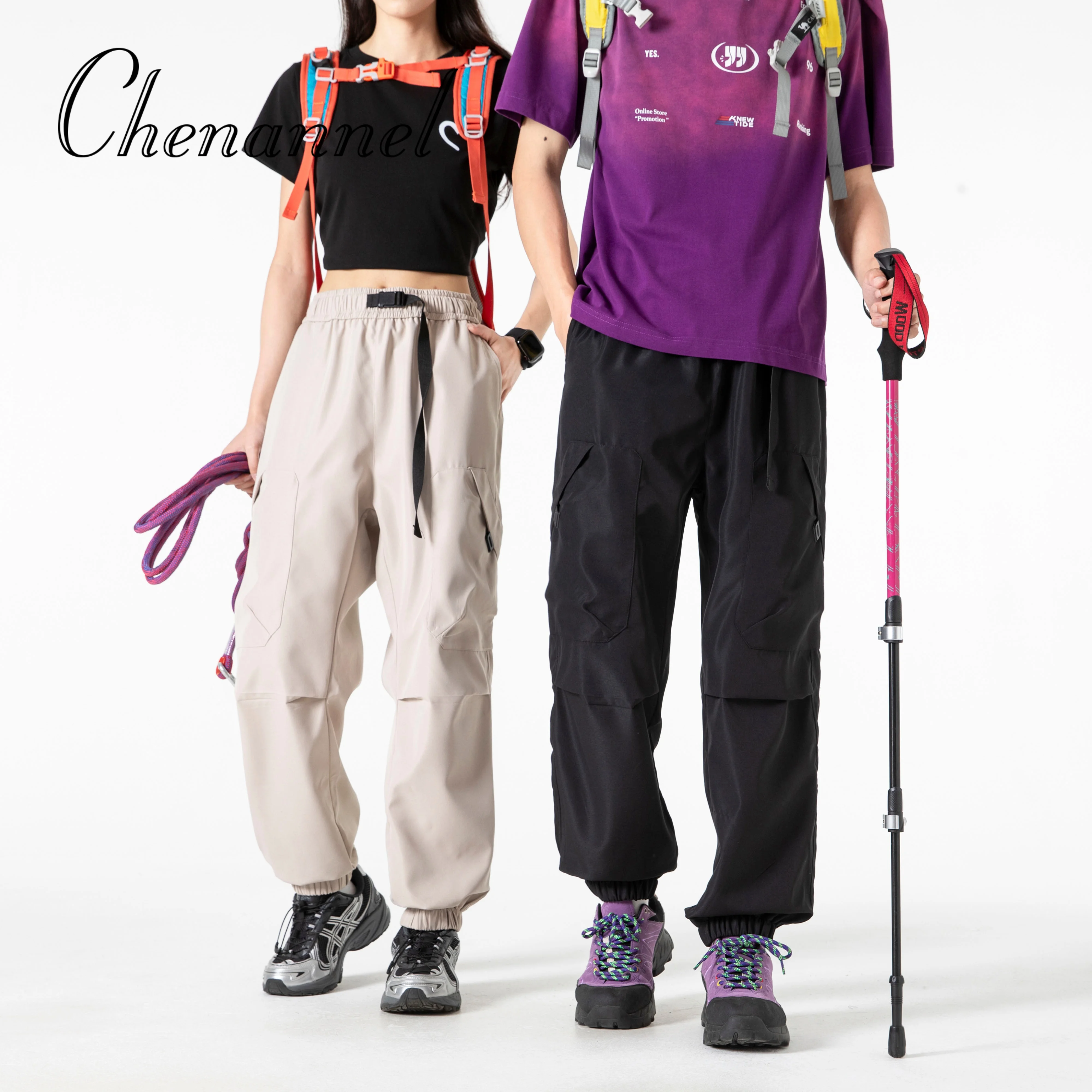 Pantalones acolchados de tres pruebas para exteriores para hombre, ropa de trabajo funcional de otoño para montañismo, pantalones largos informales de pierna ancha deportivos retro