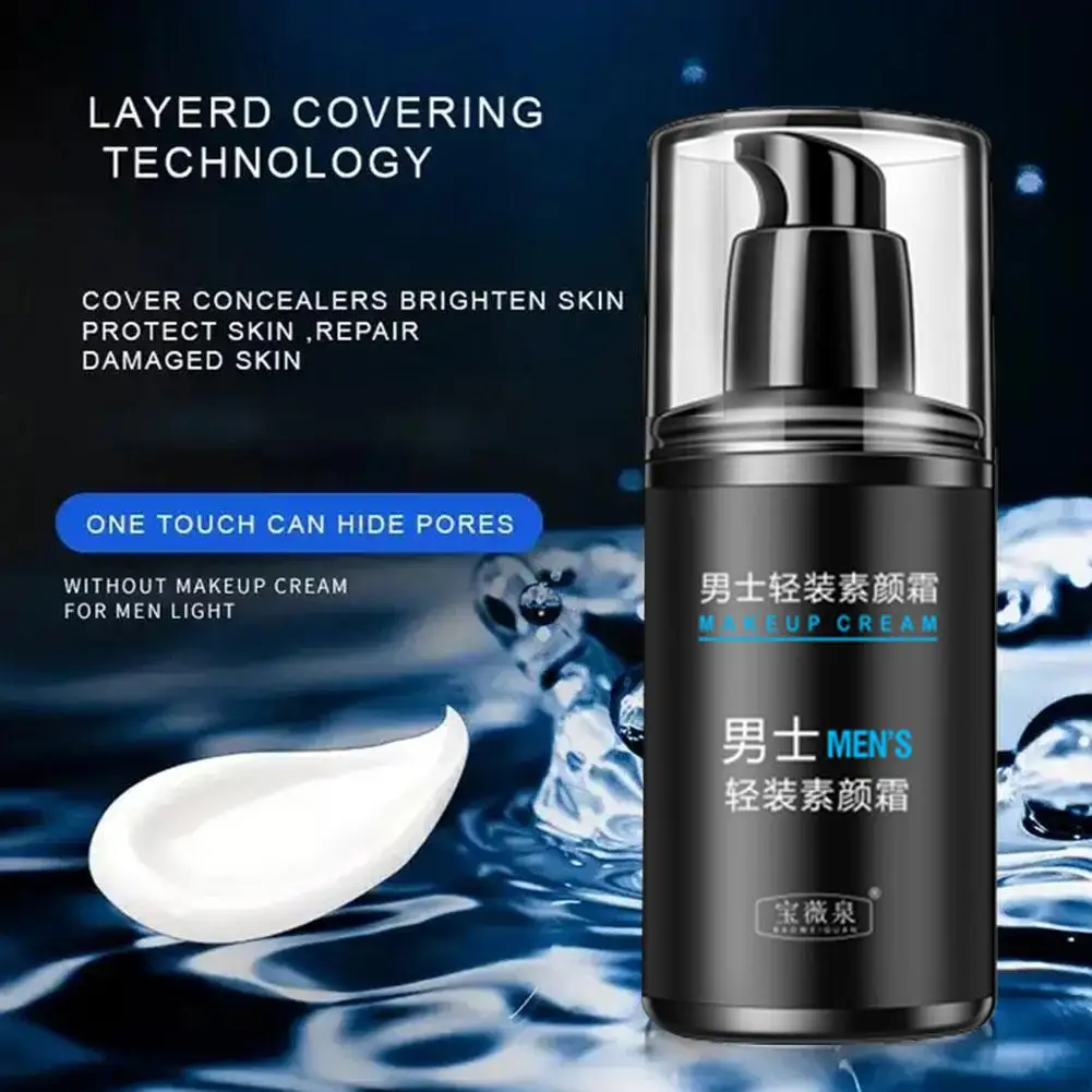 50g Natural Makeup Face Primer Cream For Men Concealer Improve Dullness Waterproof Sweatproof Brighten Skin Facial Cream B4D8