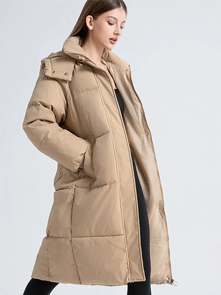 2024 New Zipper Thicken Snow Parkas Women Ciepłe, zagęszczone płaszcze z długim rękawem i kapturem dla kobiet Zimowe wodoodporne topy wierzchnie ﻿