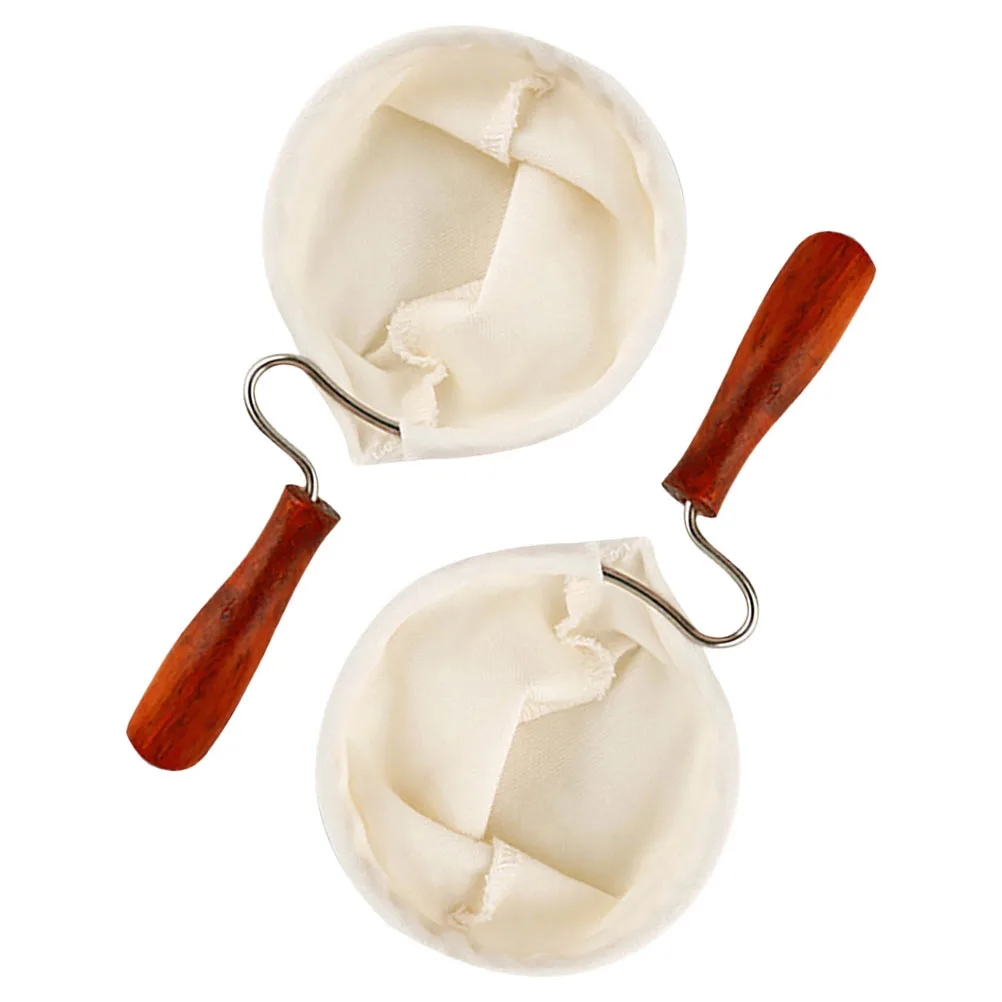 

2Pcs Washable Flannel Coffee Filter Cloth Wooden Handle Reusable Coffee Sock for Home Office Dripper