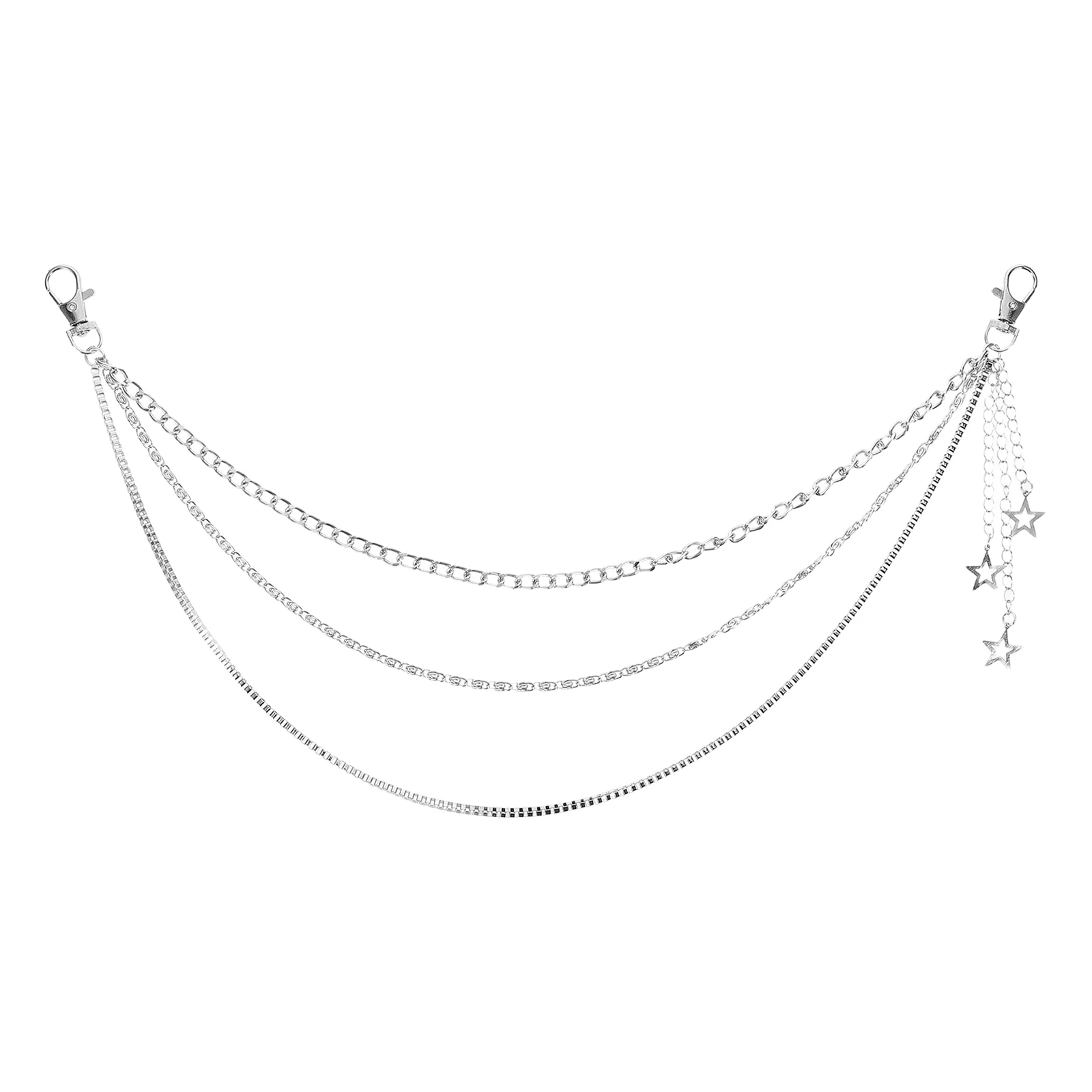 

2 Pcs Star Waist Chain Punk Body Goth Belt for Women Vintage Silver Jean Women's