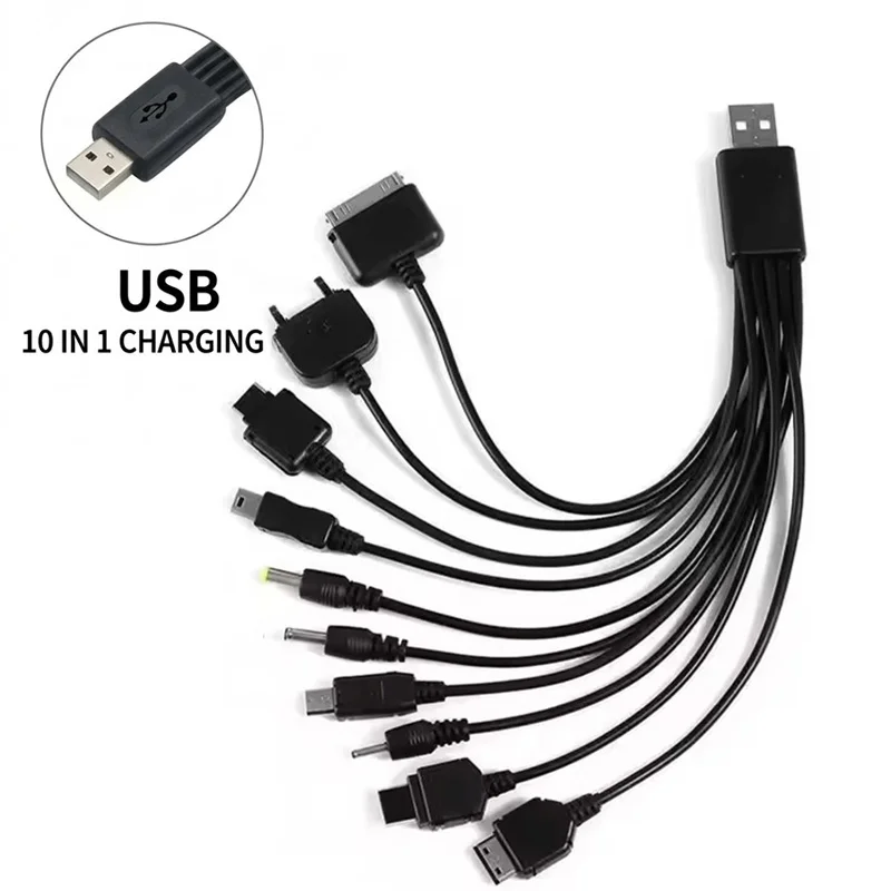Universal USB To Multi Plug Cell Phone Charger Cable 10 to 1 USB Cable For iPad Xiaomi Huawei Google OPPO Vivo PSP Charger Cable
